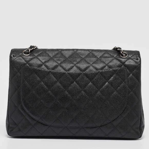 CHANEL Black Quilted Caviar Leather Maxi Classic Single Flap Bag - Picture 4 of 8